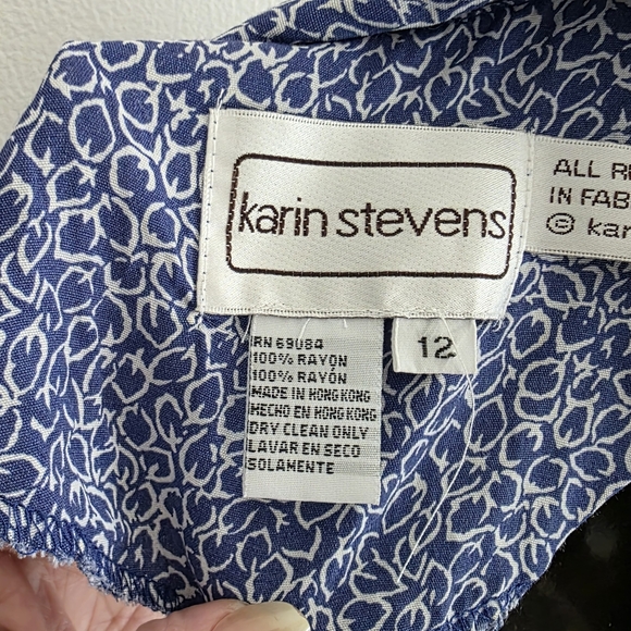 Karin Stevens Indigo Ruffle Midi Dress Size 12 Cottagecore Blue Vintage Style - Picture 3 of 4